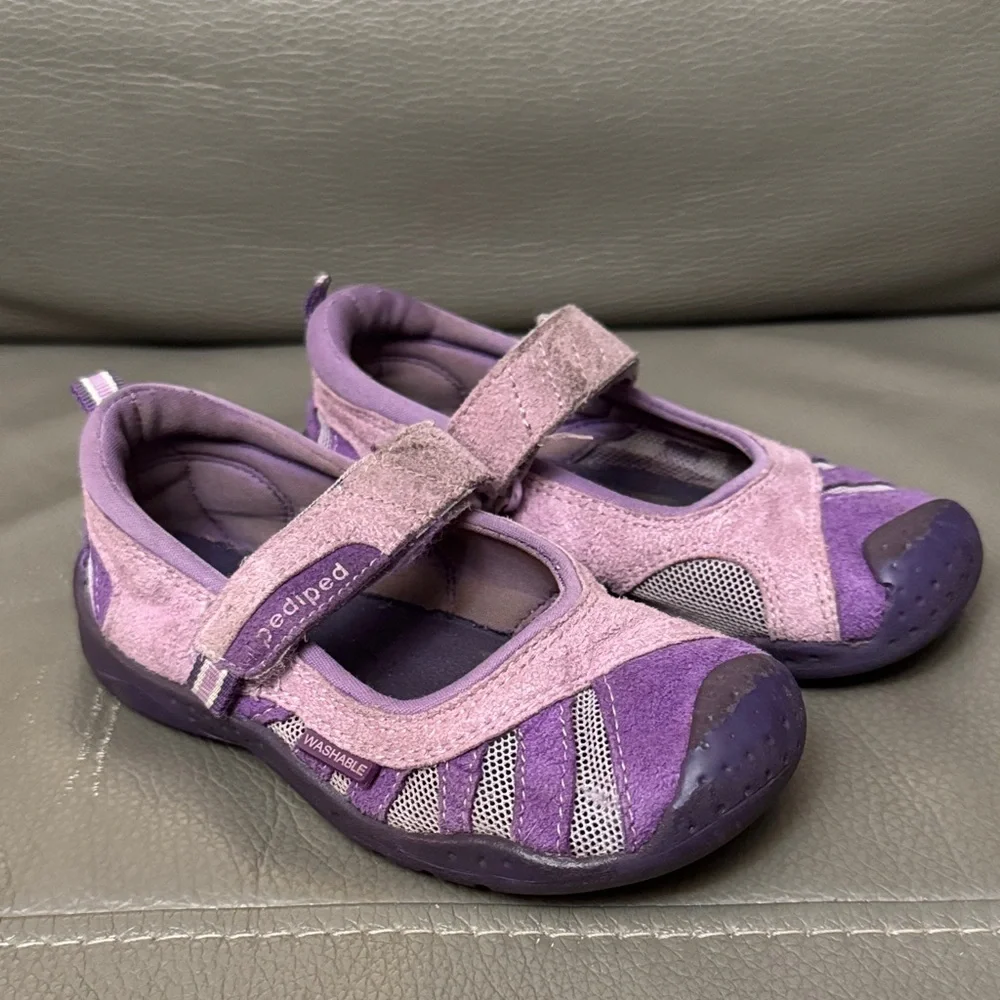 Pediped Lavender and Gray Kids Washable Sneakers size 9-9.5